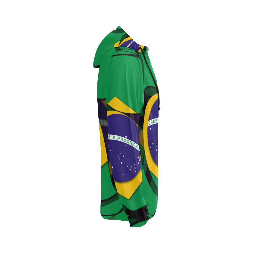 The Flag of Brazil All Over Print Full Zip Hoodie for Women (Model H14)
