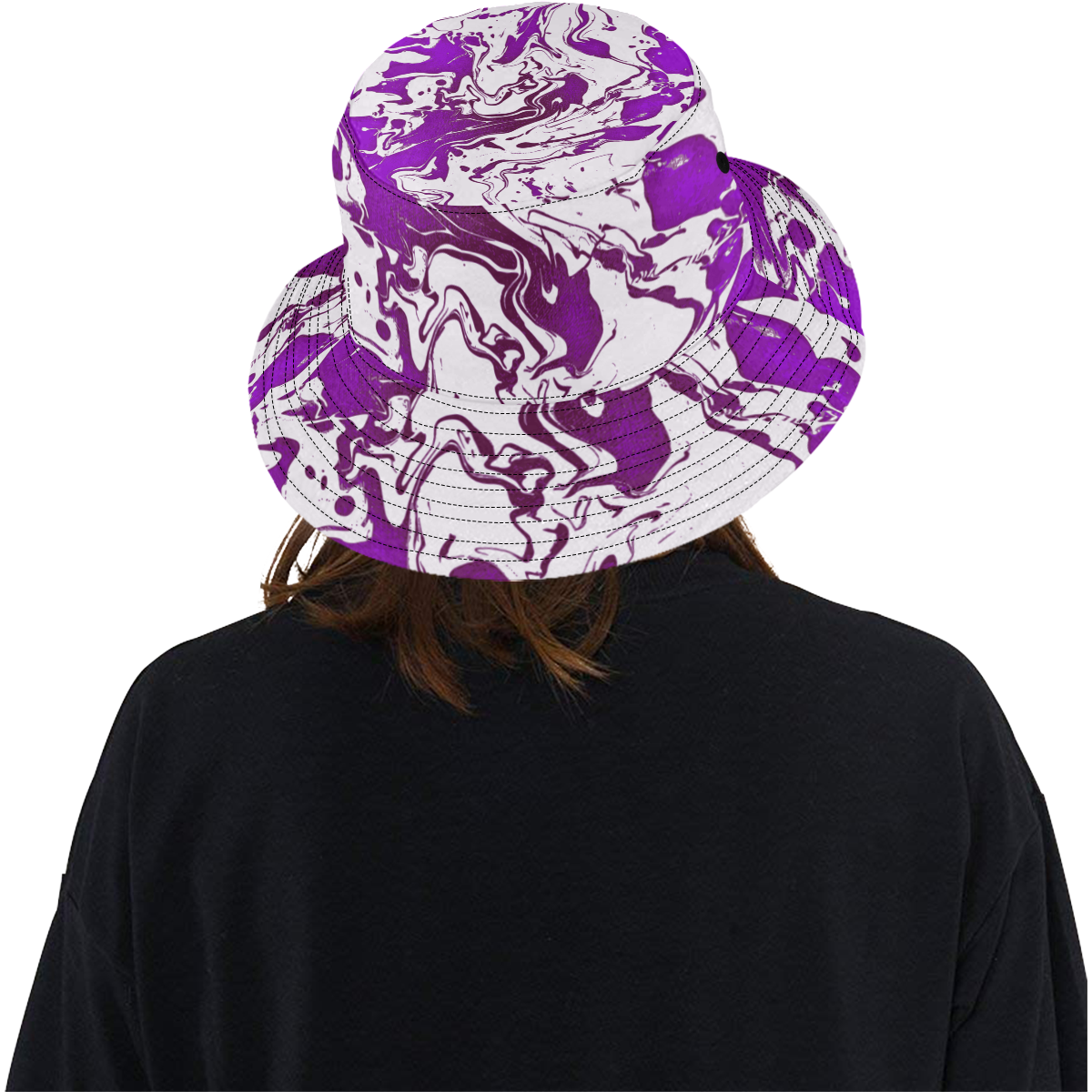 Plum - purple white swirl bucket hat diy All Over Print Bucket Hat