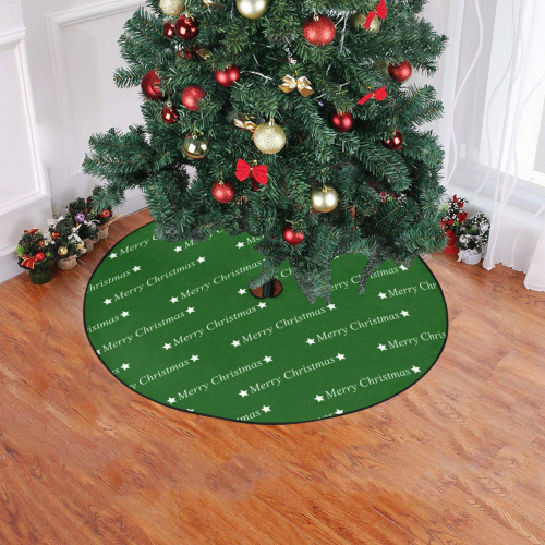 merry christmas,text,green Christmas Tree Skirt 47" x 47"