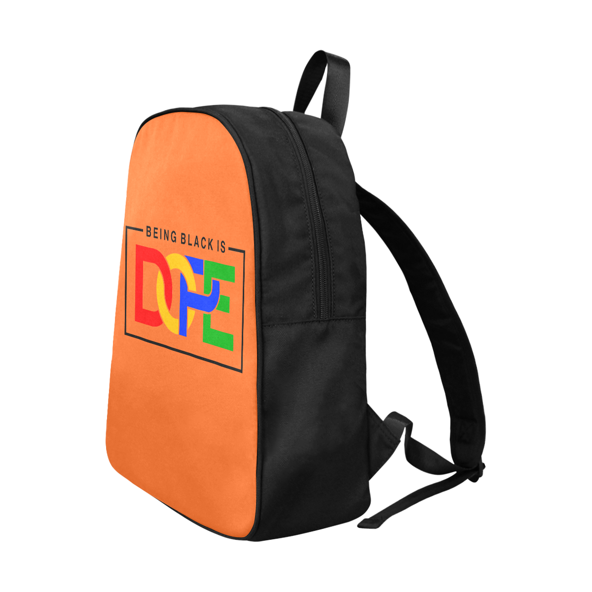 Being Black Is Dope Orange Fabric School Backpack (Model 1682) (Large)