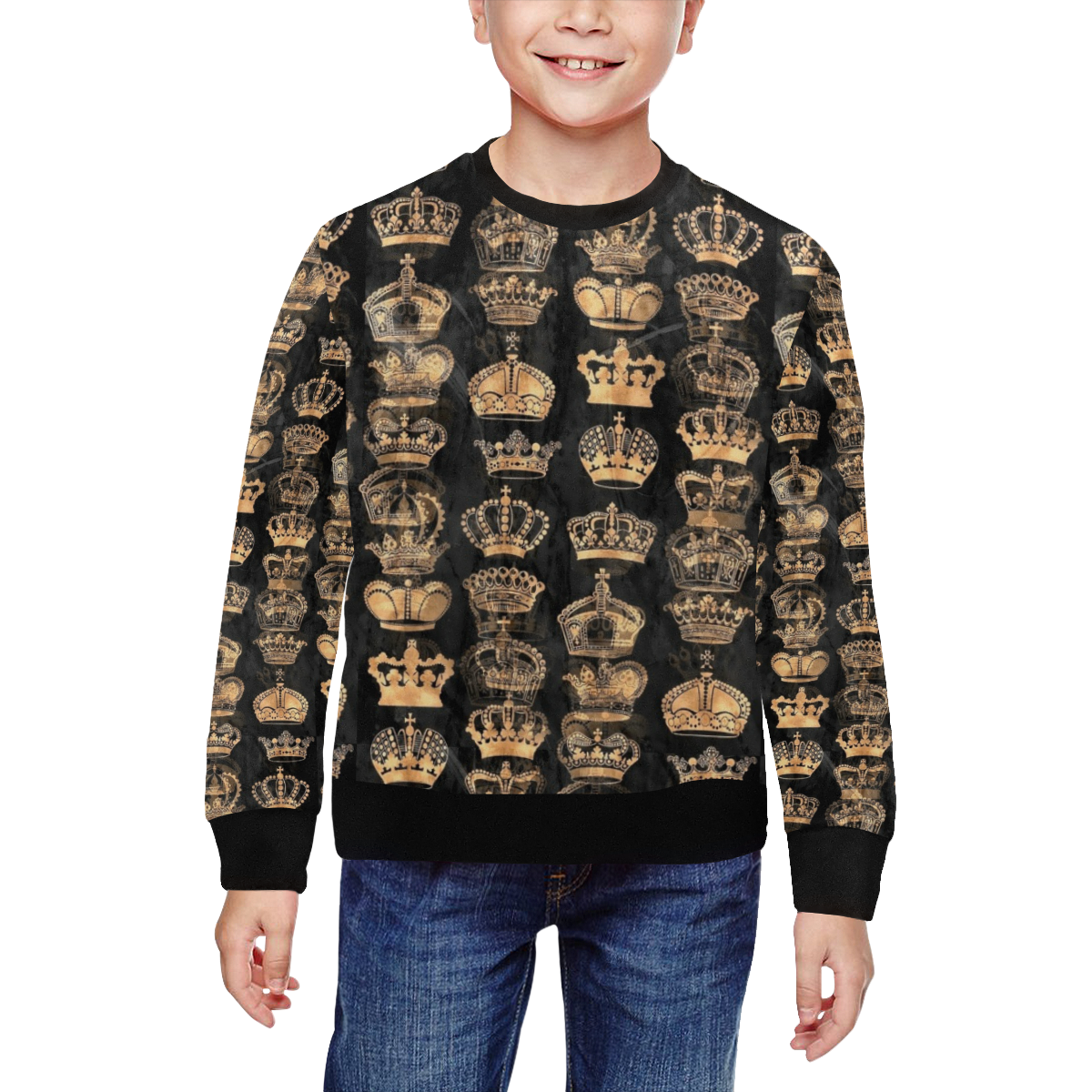 Royal Krone by Artdream All Over Print Crewneck Sweatshirt for Kids (Model H29)