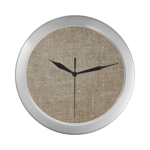 Silver Frame Wall Clock Classic Graphic Textile Style Modern Art Wall Clock Silver Color Wall Clock
