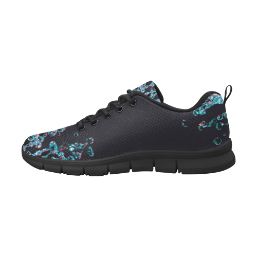 Blue Bubbles on Black Background Photo Women's Breathable Running Shoes (Model 055)