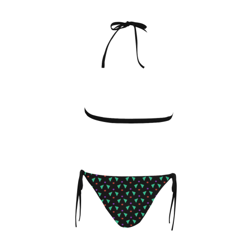 Funny Doodle Pattern 2B by JamColors Buckle Front Halter Bikini Swimsuit (Model S08)