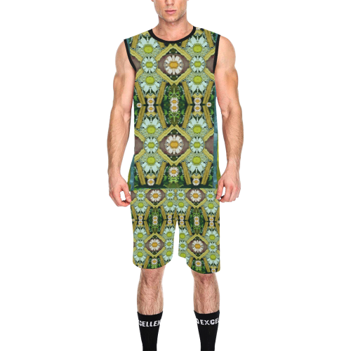 Bread sticks and fantasy flowers in a rainbow All Over Print Basketball Uniform