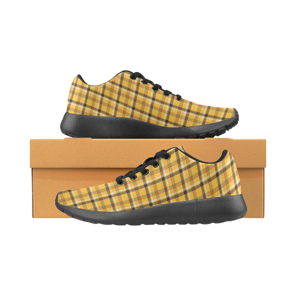 Yellow Tartan (Plaid) Men’s Running Shoes (Model 020)