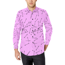 Arrows Every Direction Black on Pink Men's All Over Print Casual Dress Shirt (Model T61)