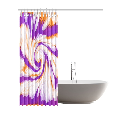Purple Orange Tie Dye Swirl Abstract Shower Curtain 69"x84"