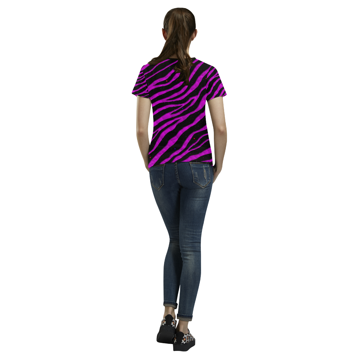 Ripped SpaceTime Stripes - Pink All Over Print T-shirt for Women/Large Size (USA Size) (Model T40)
