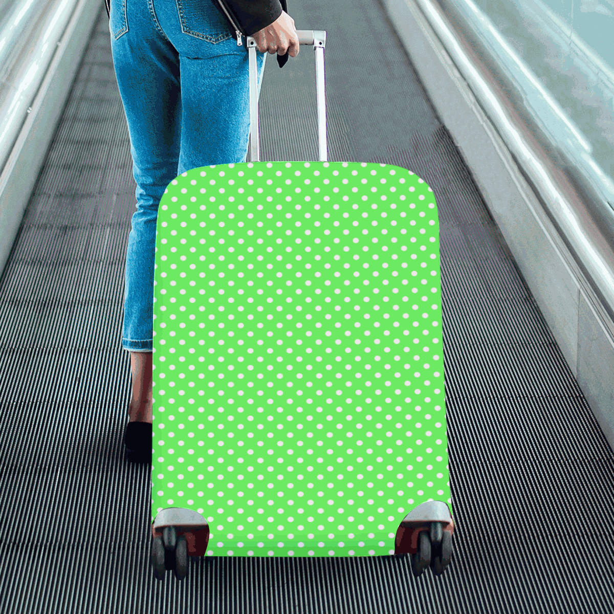 Eucalyptus green polka dots Luggage Cover/Large 26"-28"