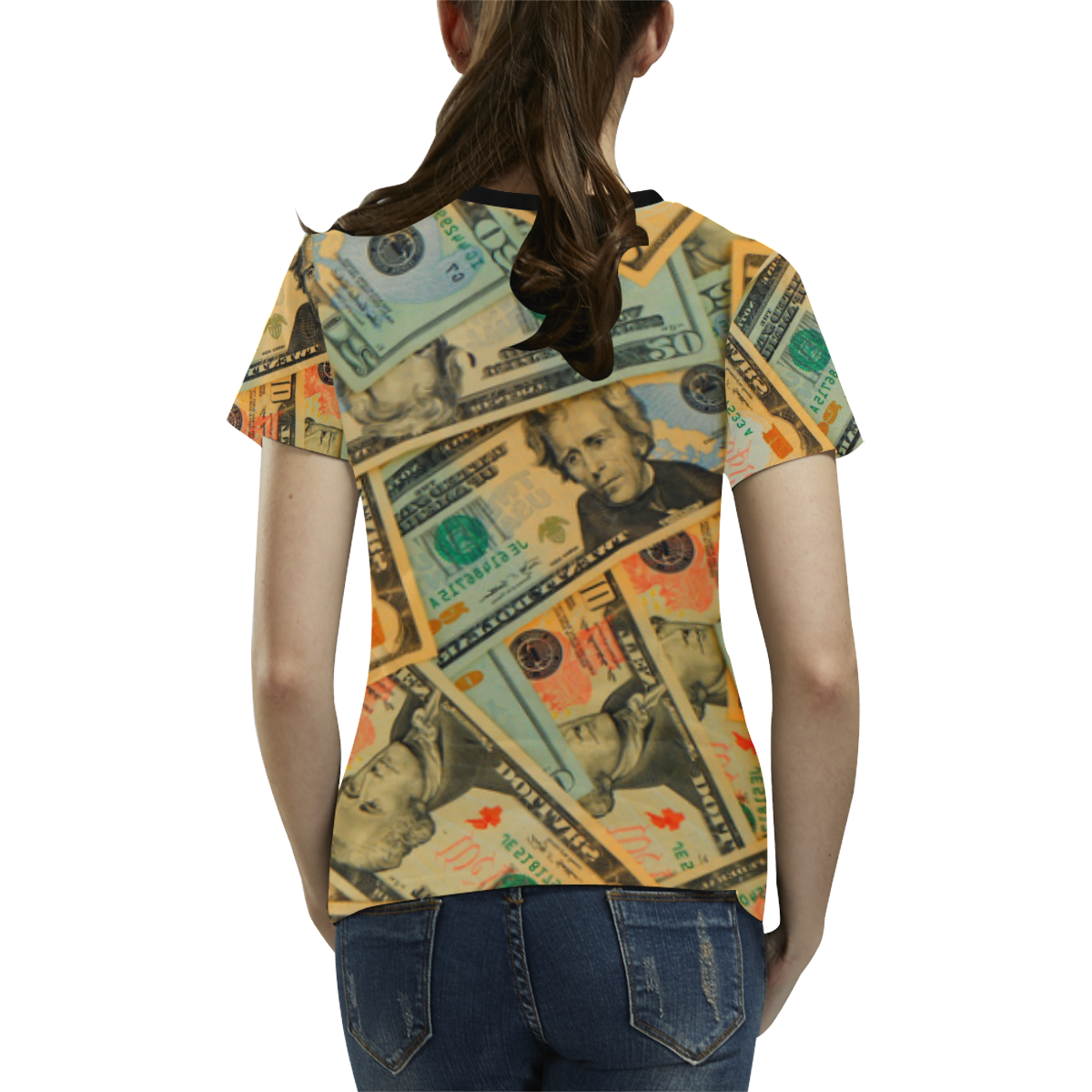 US DOLLARS 2 All Over Print T-shirt for Women/Large Size (USA Size) (Model T40)