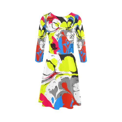 Colorful distorted shapes2 3/4 Sleeve Sundress (D23)