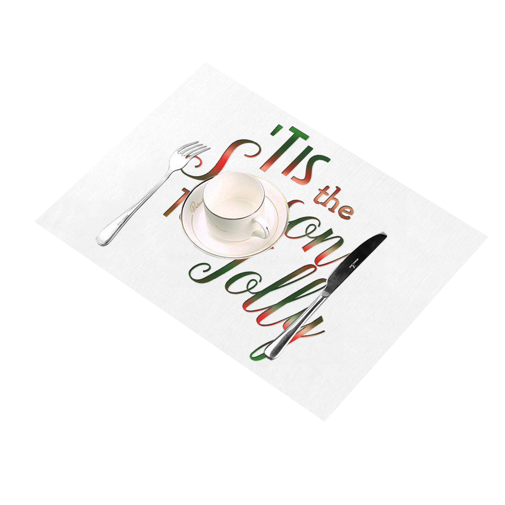 Christmas 'Tis The Season on White Placemat 14’’ x 19’’ (Two Pieces)