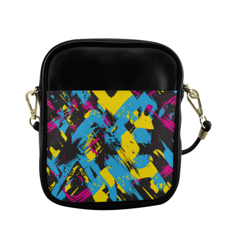 Colorful paint stokes on a black background Sling Bag (Model 1627)