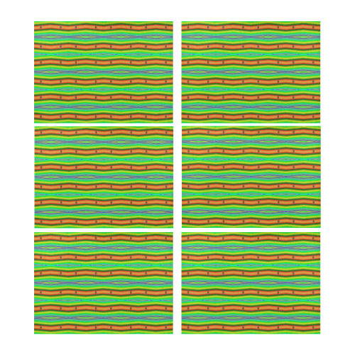 Bright Green Orange Stripes Pattern Abstract Placemat 14’’ x 19’’ (Set of 6)