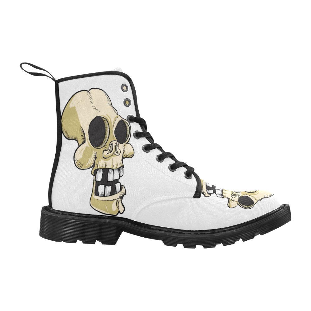 funny skull Martin Boots for Men (Black) (Model 1203H)