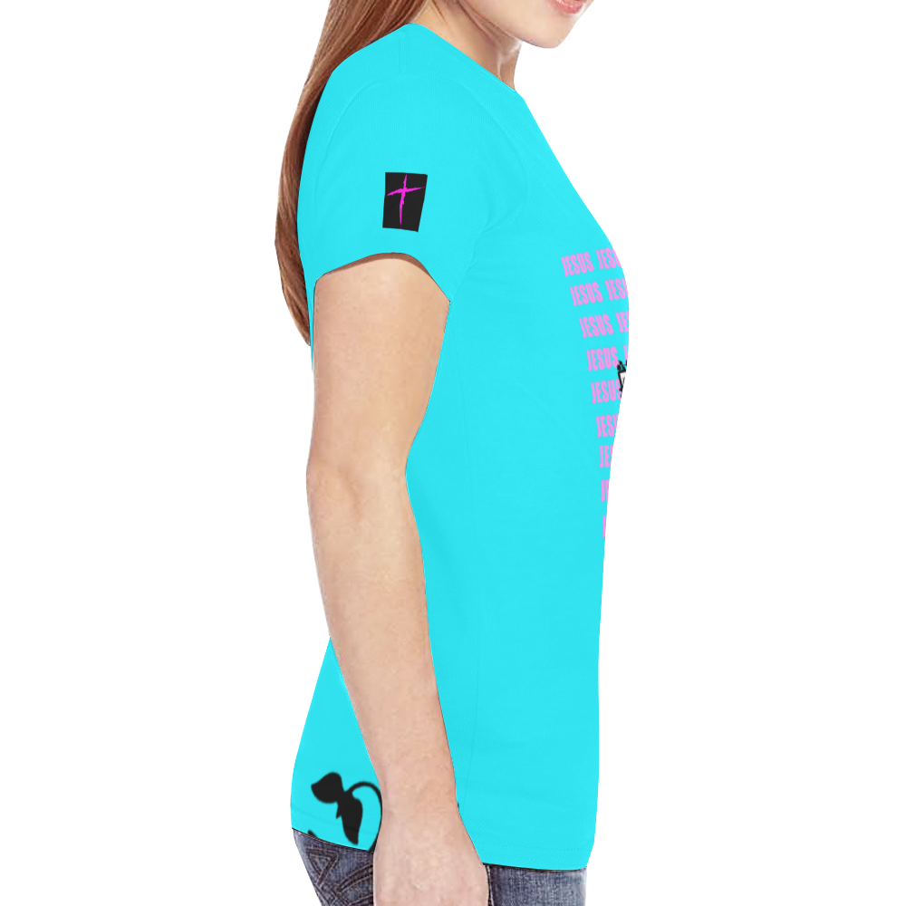 Light Blue New All Over Print T-shirt for Women (Model T45)