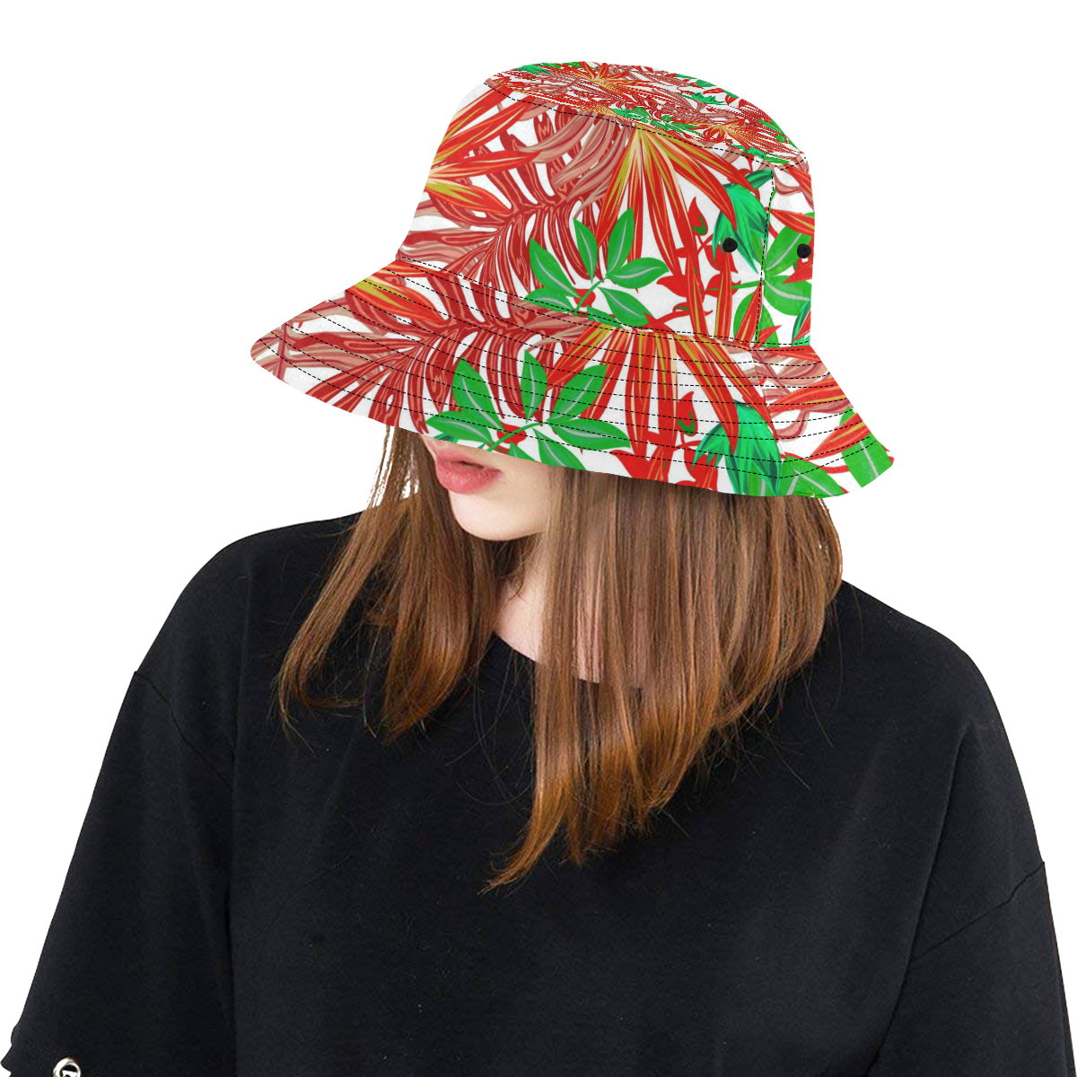 Pretty Leaves 4B by JamColors All Over Print Bucket Hat