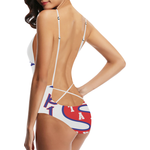 white 8 KS Sexy Lacing Backless One-Piece Swimsuit (Model S10)