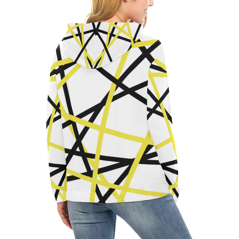 Black and yellow stripes All Over Print Hoodie for Women (USA Size) (Model H13)