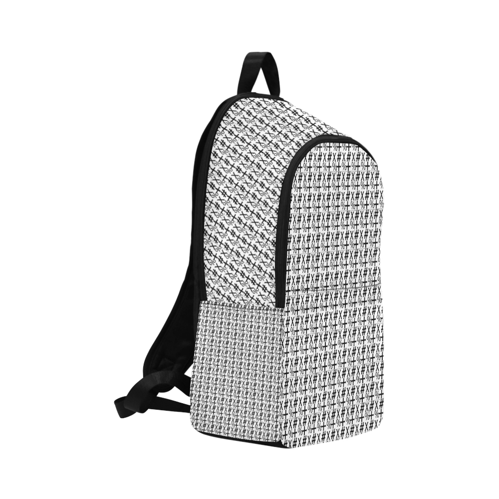 NUMBERS Collection Symbols White/Black Fabric Backpack for Adult (Model 1659)