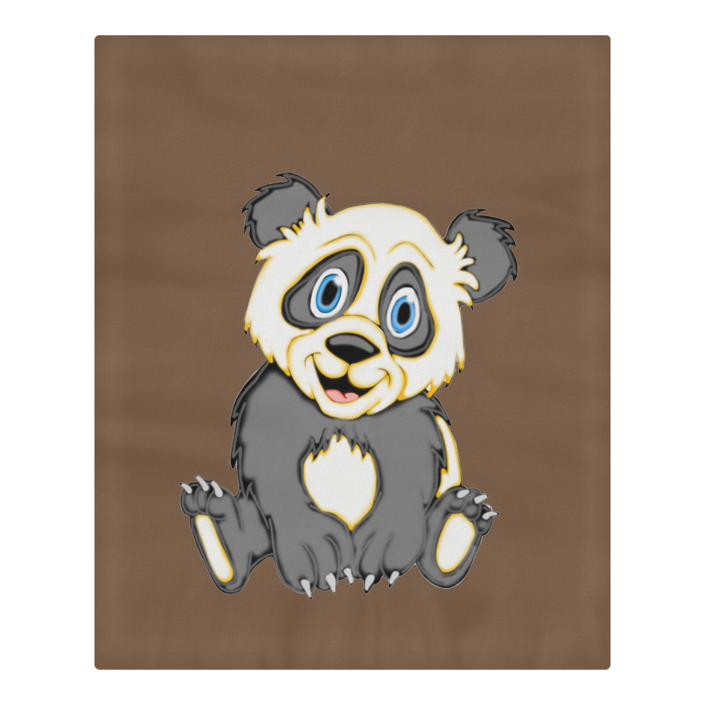 Smiling Panda Brown 3-Piece Bedding Set