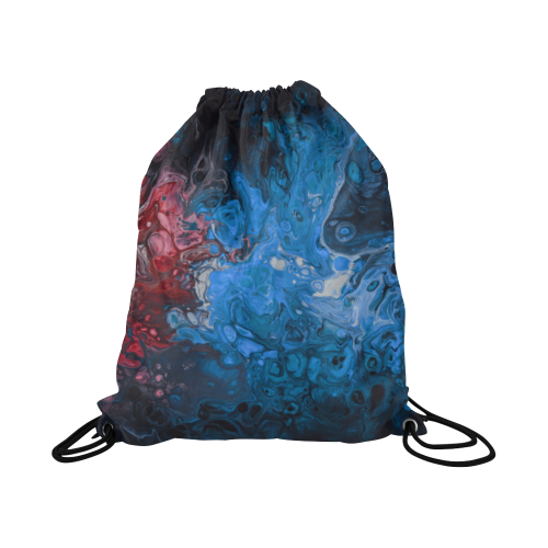 Fantasy Swirl Blue Red. Large Drawstring Bag Model 1604 (Twin Sides)  16.5"(W) * 19.3"(H)