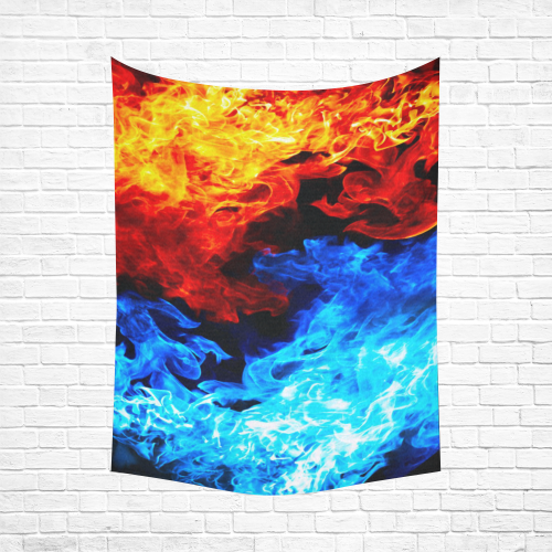 Watchtower Guardians Fire & Ice Occult Satin Cotton Linen Wall Tapestry 60"x 80"