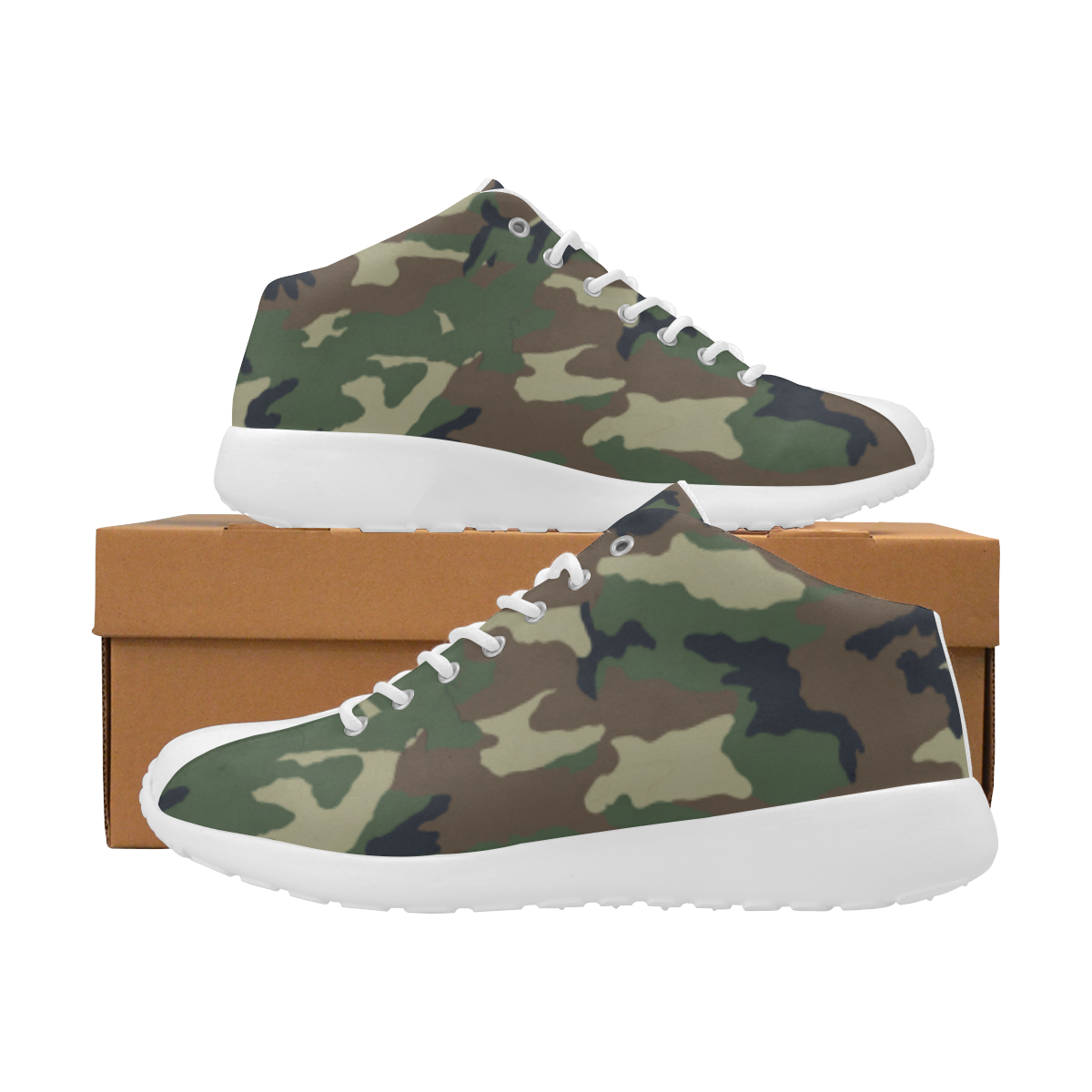 Woodland Forest Green Camouflage Women's Basketball Training Shoes (Model 47502)