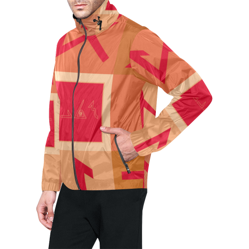 Patern 35 Red And Brown Unisex All Over Print Windbreaker (Model H23)