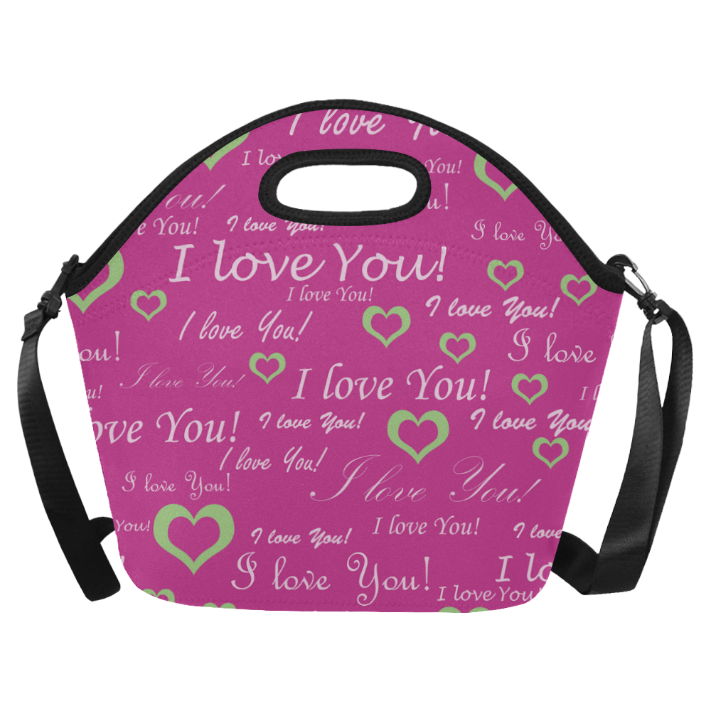 I Love You Floating Hearts Neoprene Lunch Bag/Large (Model 1669)