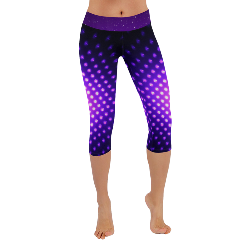 Purple LED Women's Low Rise Capri Leggings (Invisible Stitch) (Model L08)