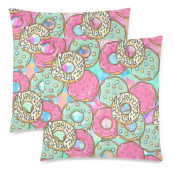Doughnut (Donut) Pattern Custom Zippered Pillow Cases 18"x 18" (Twin Sides) (Set of 2)