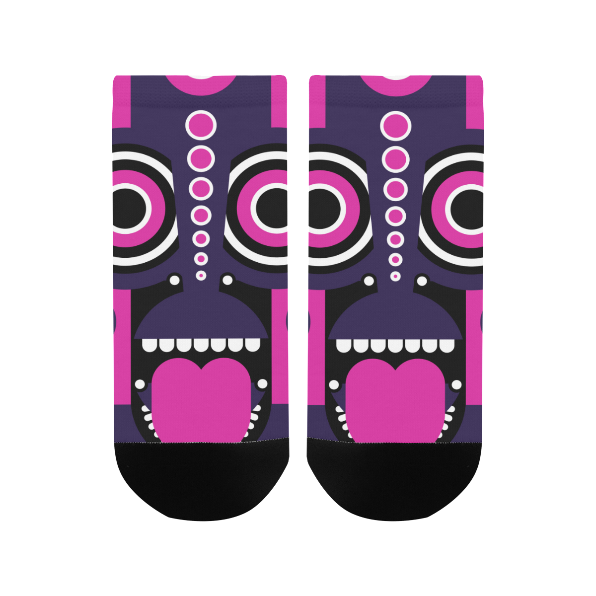 Pink Purple Tiki Tribal Men's Ankle Socks