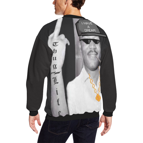 THUG LIFE MARTIN Men's Oversized Fleece Crew Sweatshirt (Model H18)