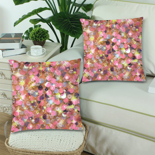 Disco Pattern by K.Merske Custom Zippered Pillow Cases 18"x 18" (Twin Sides) (Set of 2)