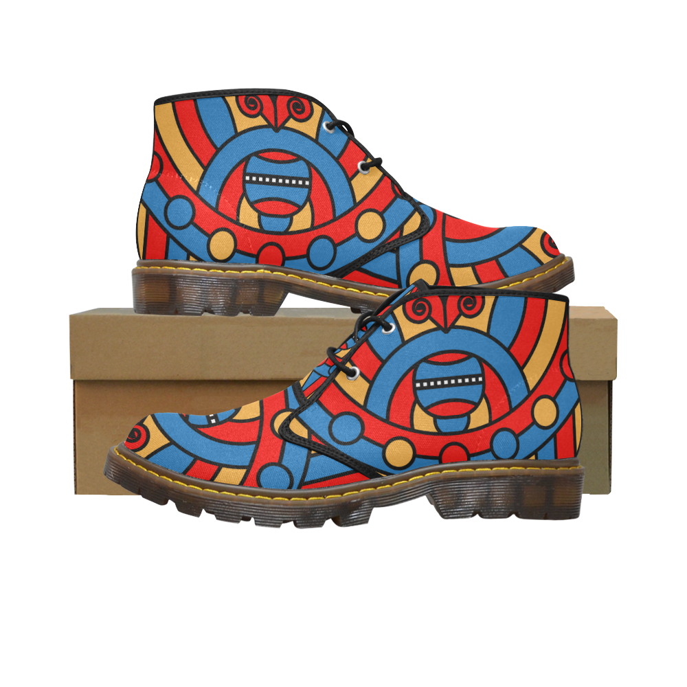 Aztec Maasai Lion Tribal Men's Canvas Chukka Boots (Model 2402-1)
