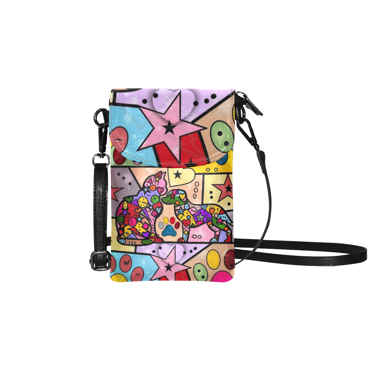 Dog and Cat Pop Art by Nico Bielow Small Cell Phone Purse (Model 1711)