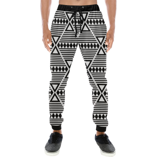 Black Aztec Tribal Men's All Over Print Sweatpants/Large Size (Model L11)