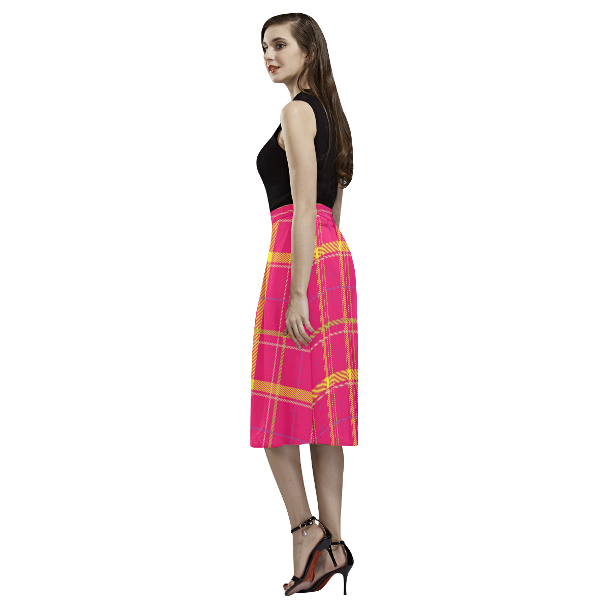 PLAID IN PINK Aoede Crepe Skirt (Model D16)