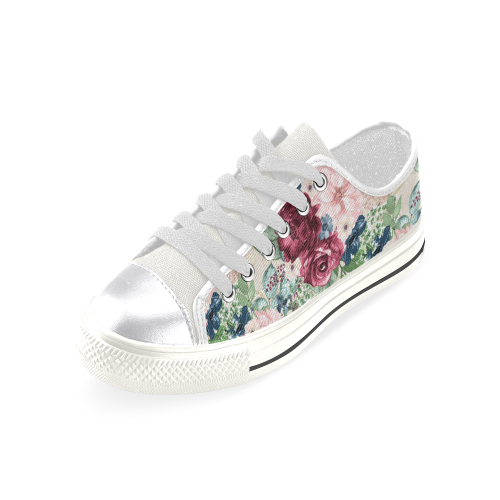 Luxury Flowers Shoes, Elegant Floral Women's Classic Canvas Shoes (Model 018)