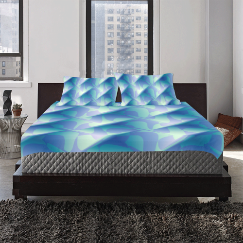 Subtle Blue Cubik 3-Piece Bedding Set