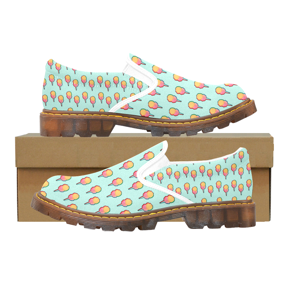 cotton candy pattern aqua 3d Martin Women's Slip-On Loafer/Large Size (Model 12031)