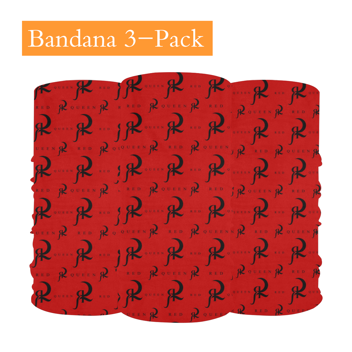 Red Queen Black and Red Symbol Logo Pattern Multifunctional Headwear (Pack of 3)