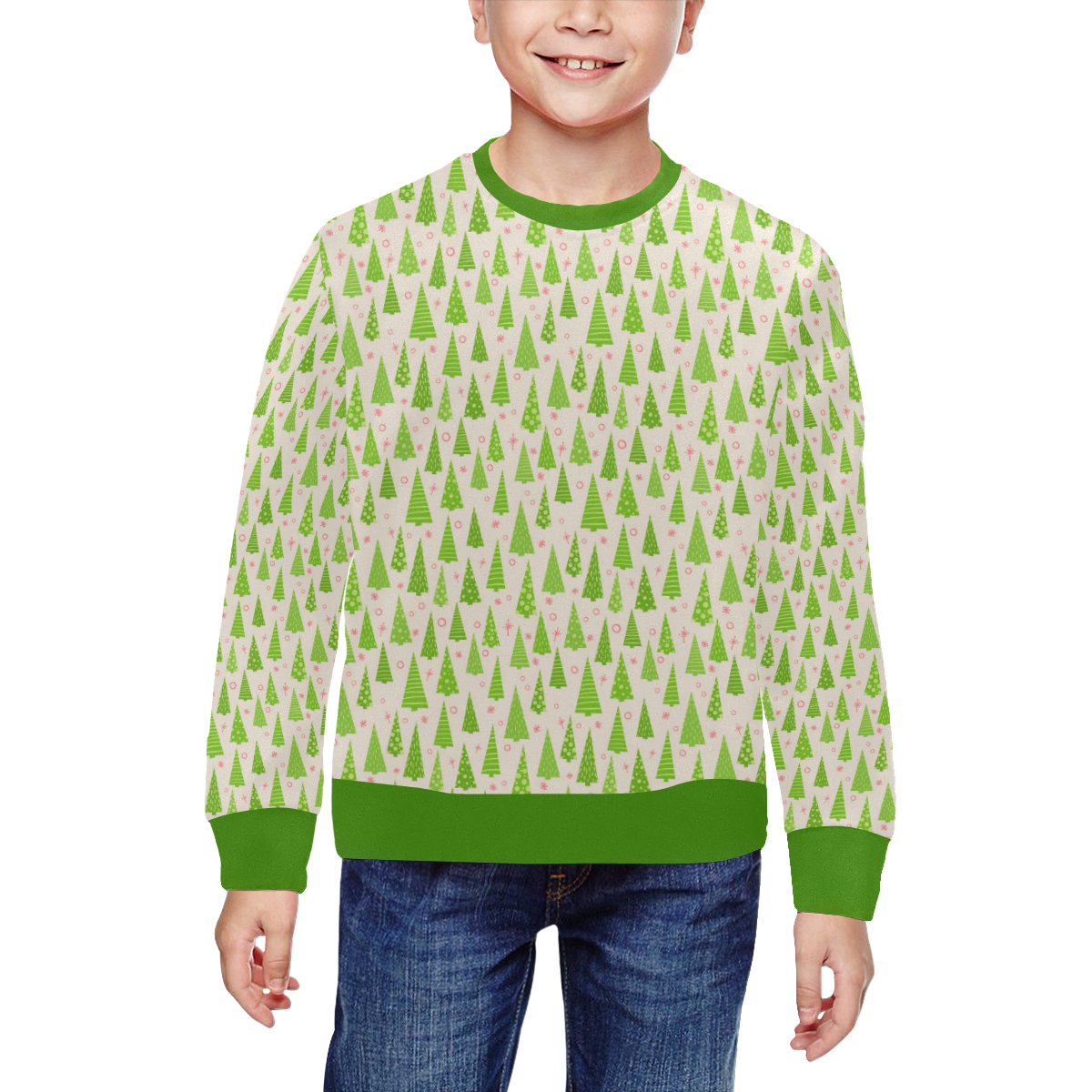 Christmas Trees Forest All Over Print Crewneck Sweatshirt for Kids (Model H29)