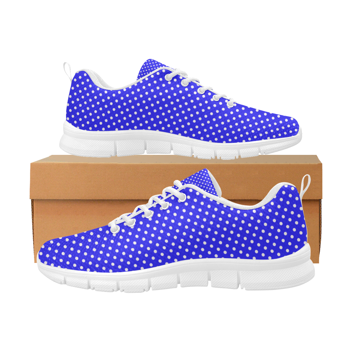 Blue polka dots Women's Breathable Running Shoes (Model 055)