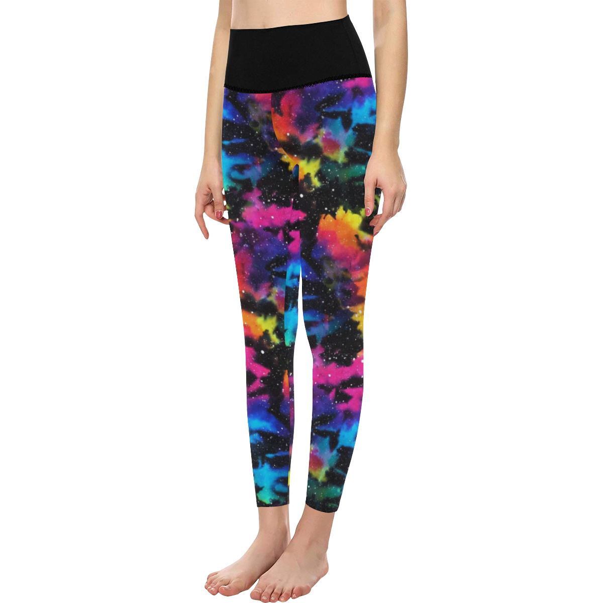 Tie Dye Rainbow Galaxy Women's All Over Print High-Waisted Leggings (Model L36)
