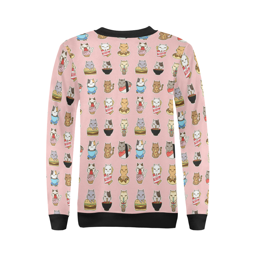 pink All Over Print Crewneck Sweatshirt for Women (Model H18)