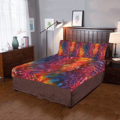 Vibrant Hippy Tie Dye 3-Piece Bedding Set