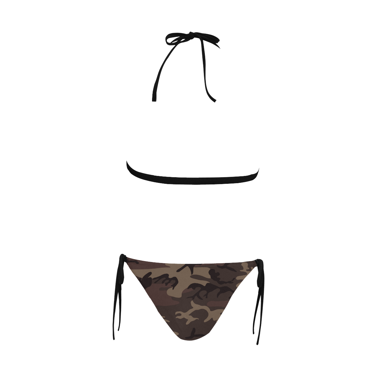 Camo Red Brown Buckle Front Halter Bikini Swimsuit (Model S08)